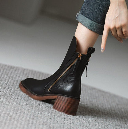 High-heel metal-zip ankle boots for women | Selene -7