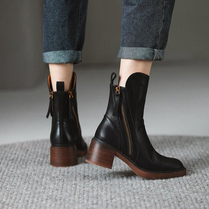 High-heel metal-zip ankle boots for women | Selene -8