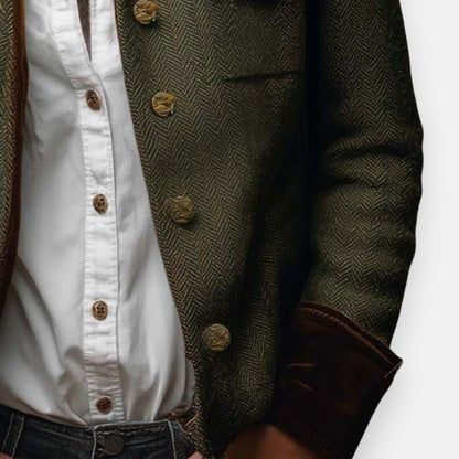 Simone | Women's Velvet Trim Tweed Jacket