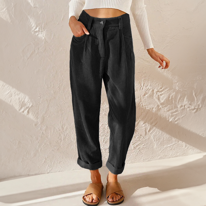 High-waisted wide-leg textured everyday trousers for women | Lisette -4