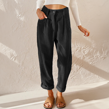 High-waisted wide-leg textured everyday trousers for women | Lisette -4