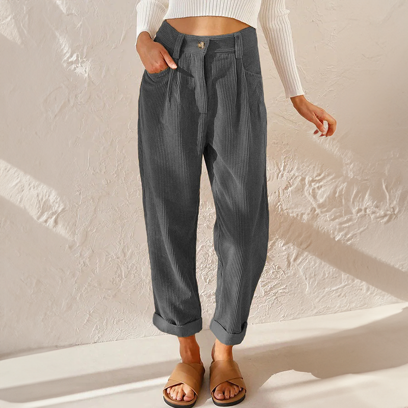 High-waisted wide-leg textured everyday trousers for women | Lisette -5