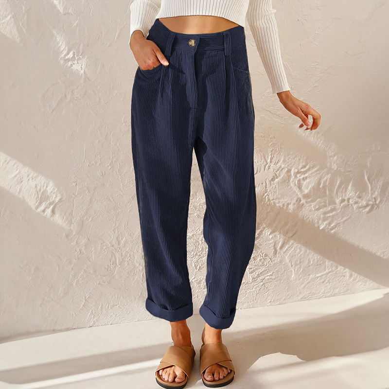High-waisted wide-leg textured everyday trousers for women | Lisette -6