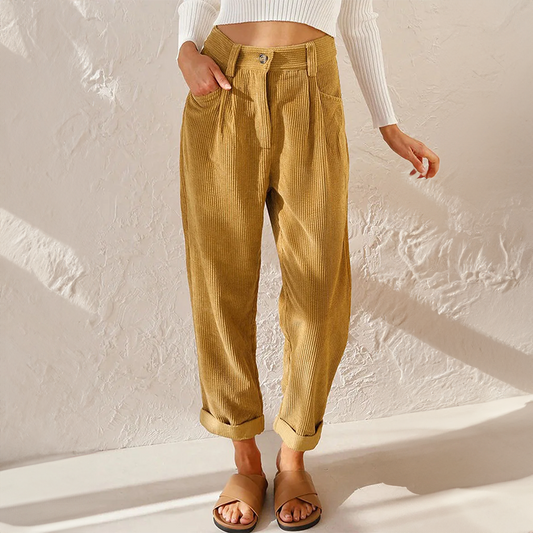 High-waisted wide-leg textured everyday trousers for women | Lisette -1