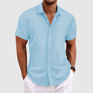 Striped lapel-collar short-sleeve casual shirt for men | Summit Felix -4