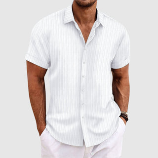 Striped lapel-collar short-sleeve casual shirt for men | Summit Felix -2