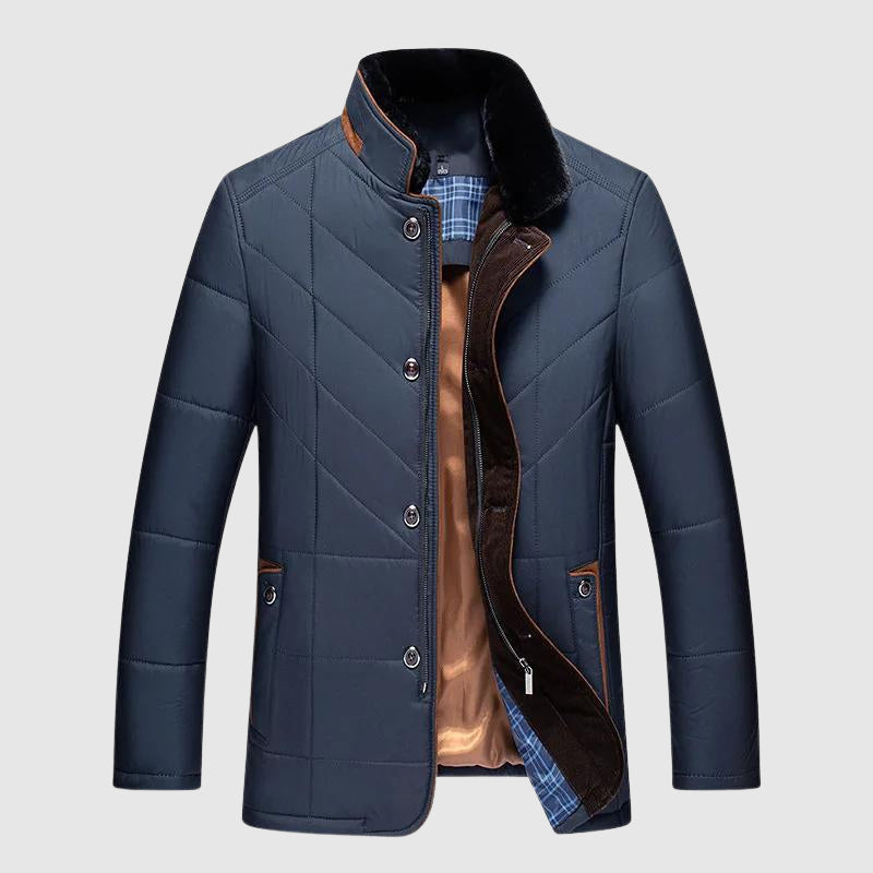 Stand-collar zip and button everyday jacket for men | Timeless Felix -1