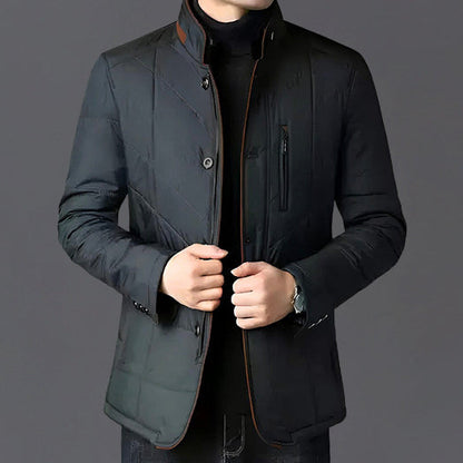 Stand-collar zip and button everyday jacket for men | Timeless Felix -4