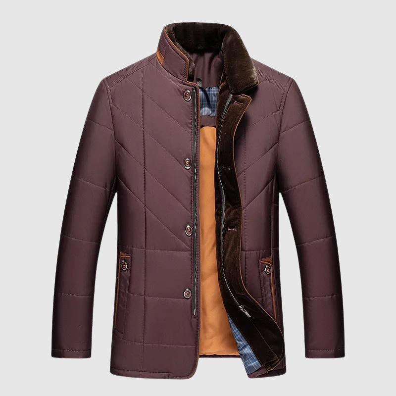Stand-collar zip and button everyday jacket for men | Timeless Felix -3