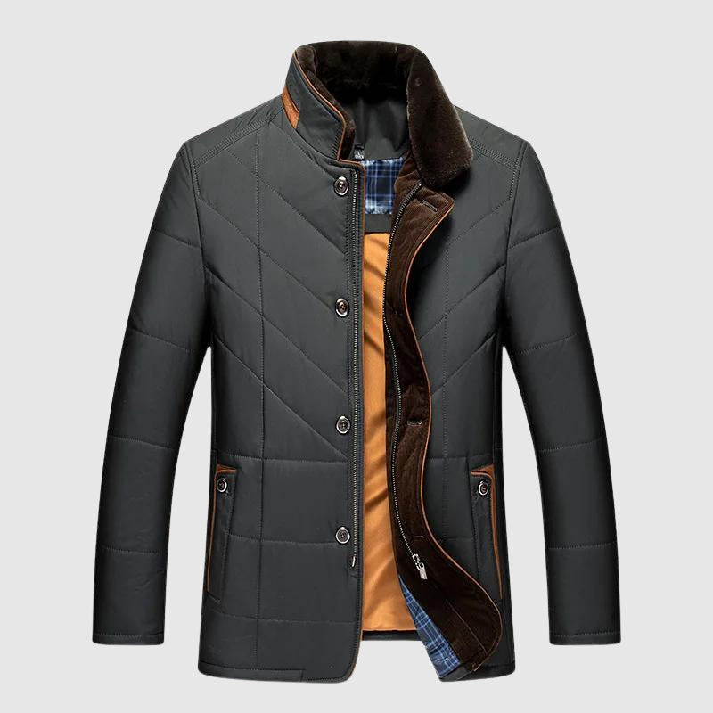Stand-collar zip and button everyday jacket for men | Timeless Felix -2