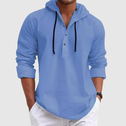 Relaxed hooded drawstring casual shirt for men | Weekend Felix -1