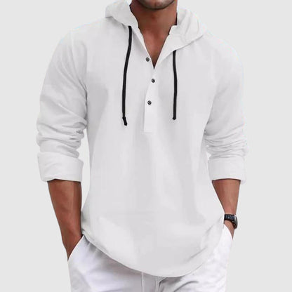 Relaxed hooded drawstring casual shirt for men | Weekend Felix -3