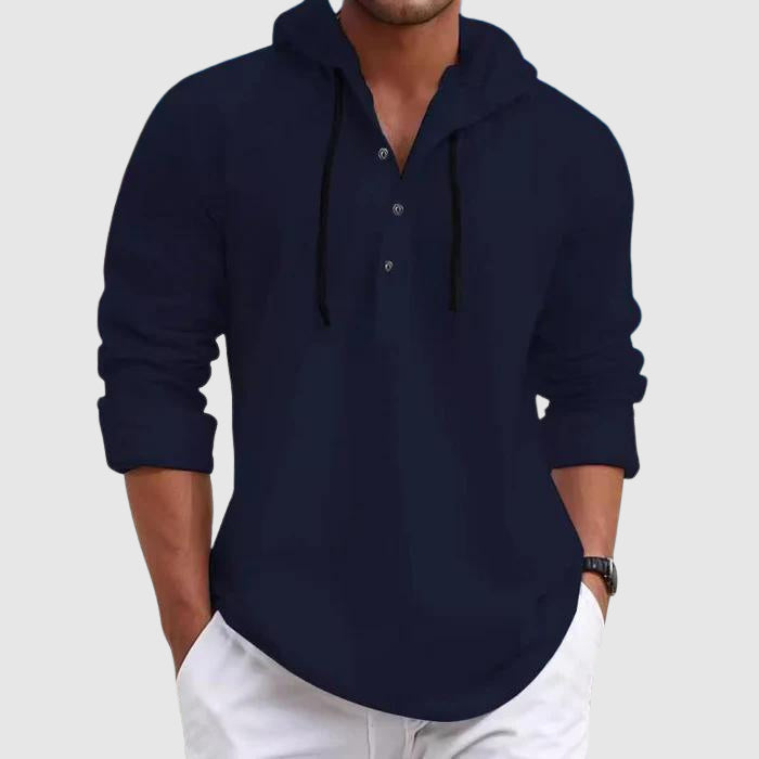 Relaxed hooded drawstring casual shirt for men | Weekend Felix -5