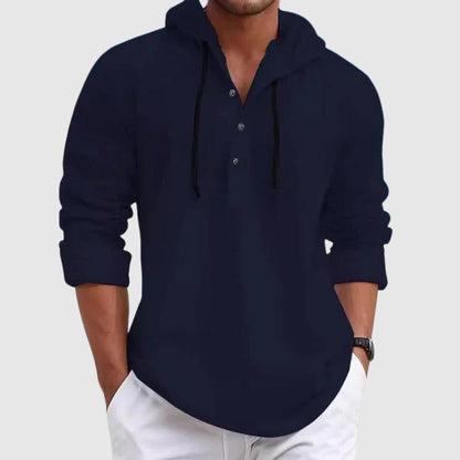 Relaxed hooded drawstring casual shirt for men | Weekend Felix -5