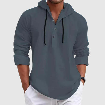 Relaxed hooded drawstring casual shirt for men | Weekend Felix -4
