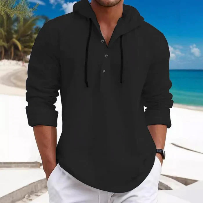 Relaxed hooded drawstring casual shirt for men | Weekend Felix -7