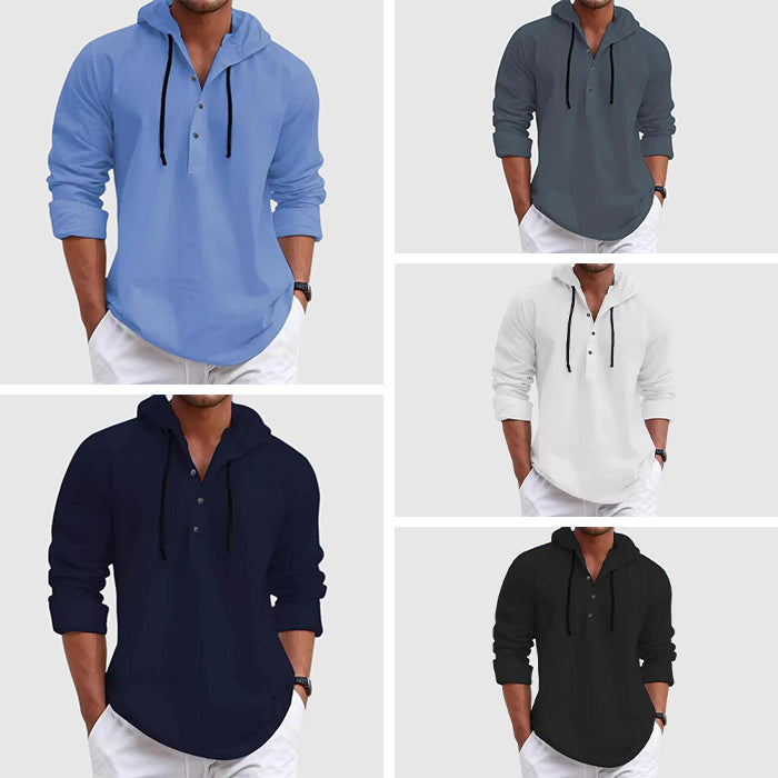 Relaxed hooded drawstring casual shirt for men | Weekend Felix -6