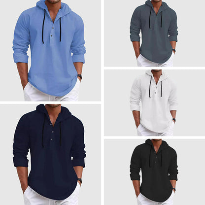 Relaxed hooded drawstring casual shirt for men | Weekend Felix -6