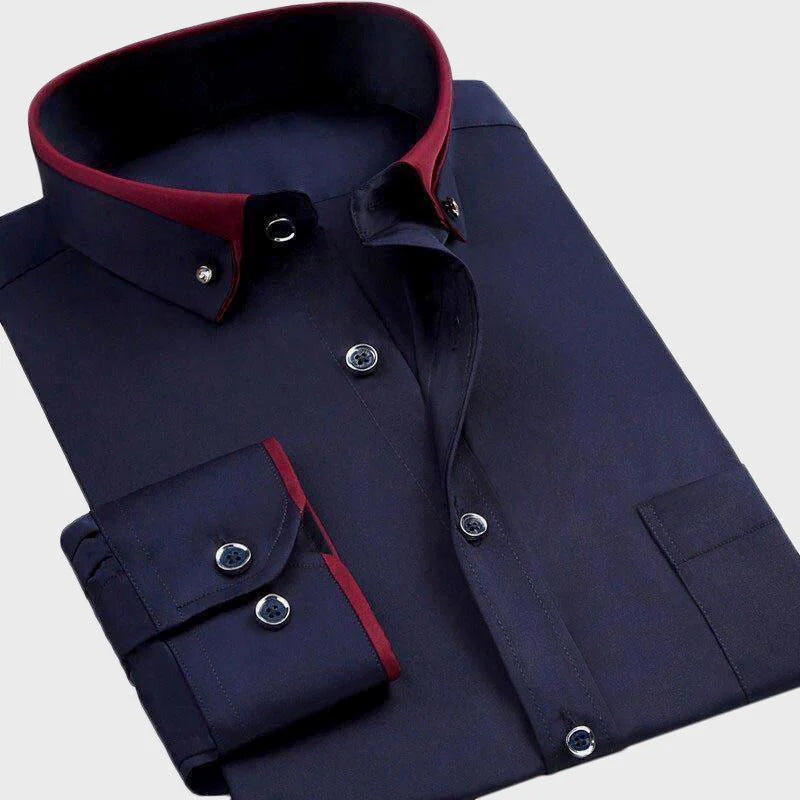 Stretch long-sleeve smart dress shirt for men | Apex Grant -3