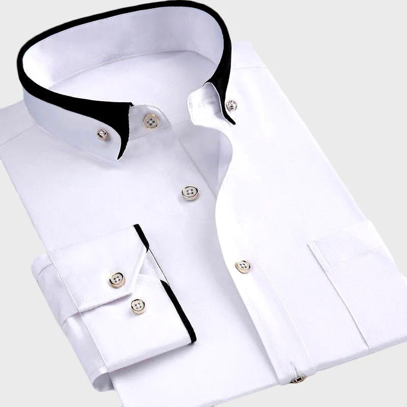 Stretch long-sleeve smart dress shirt for men | Apex Grant -2