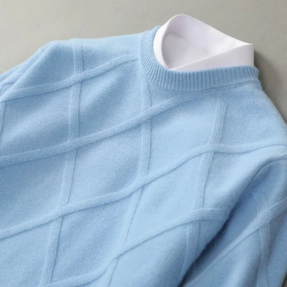 Argyle knit ribbed crew-neck jumper for men | Francois -1
