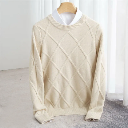 Argyle knit ribbed crew-neck jumper for men | Francois -3