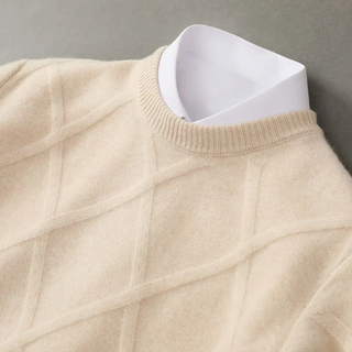 Argyle knit ribbed crew-neck jumper for men | Francois -2