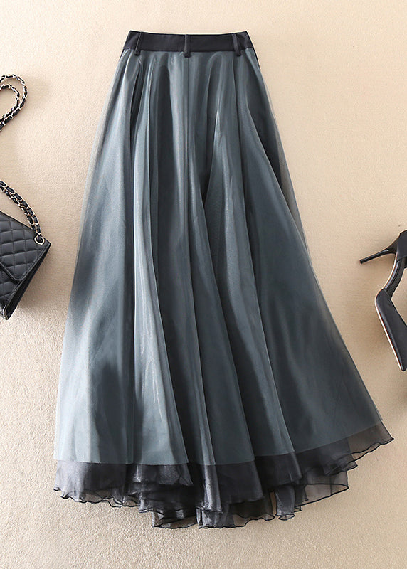 French grey patchwork tulle skirt for women | Greyelle -3