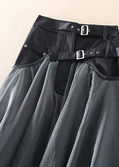 French grey patchwork tulle skirt for women | Greyelle -4