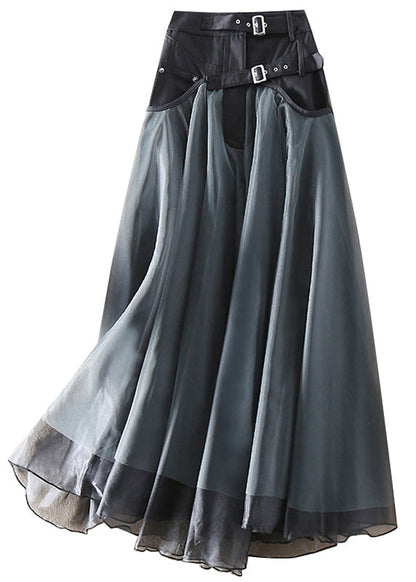 French grey patchwork tulle skirt for women | Greyelle -5