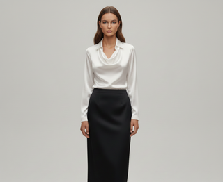 Elegant satin soft-collar blouse for women | Valerios -6