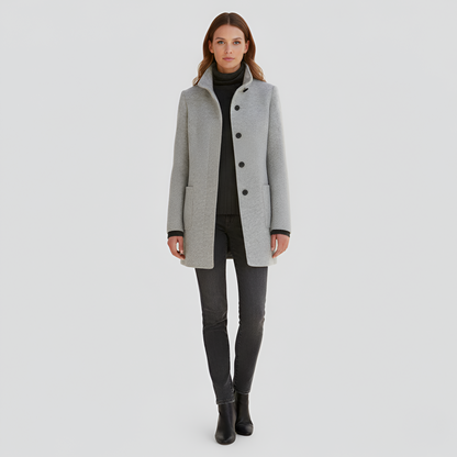 Elegant wool blend tailored coat for women | Valerios -14