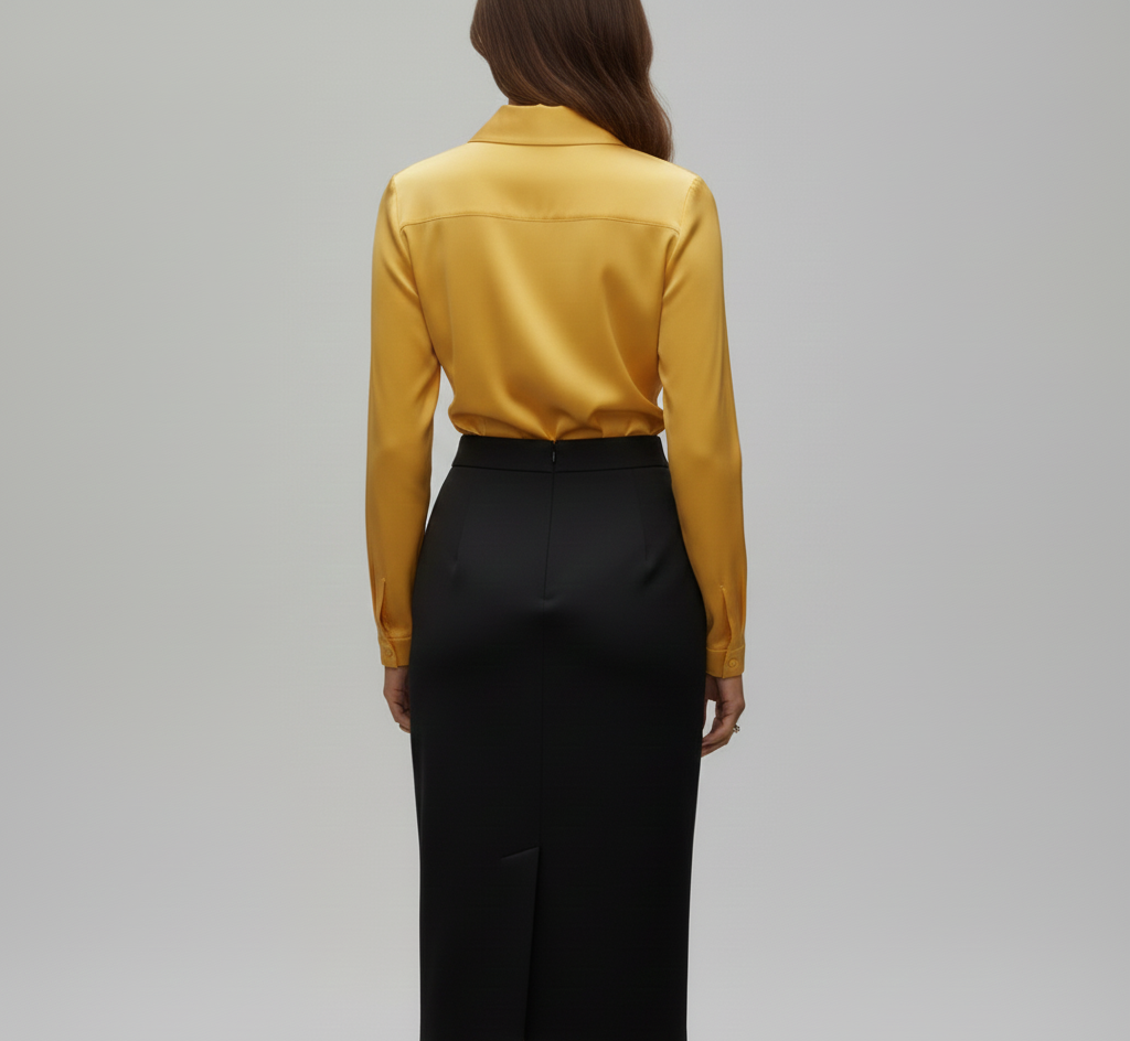 Elegant satin soft-collar blouse for women | Valerios -3