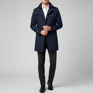 Elegant belted button-through trench coat for men | Valerios -4