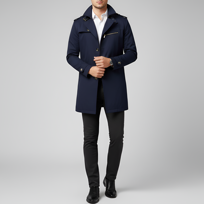 Elegant belted button-through trench coat for men | Valerios -4