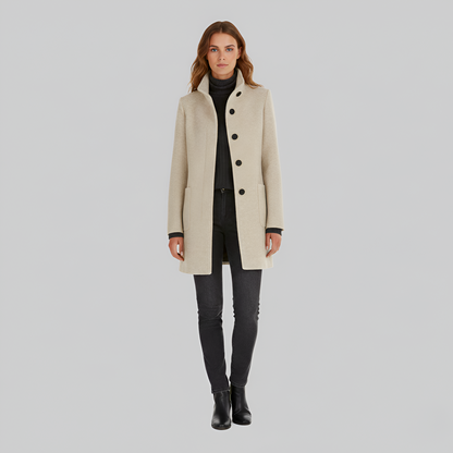 Elegant wool blend tailored coat for women | Valerios -4
