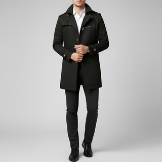 Elegant belted button-through trench coat for men | Valerios -1