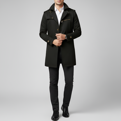 Elegant belted button-through trench coat for men | Valerios -1