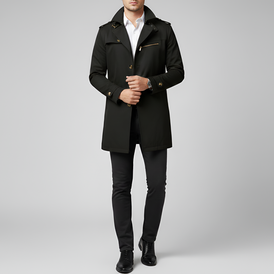 Elegant belted button-through trench coat for men | Valerios -1