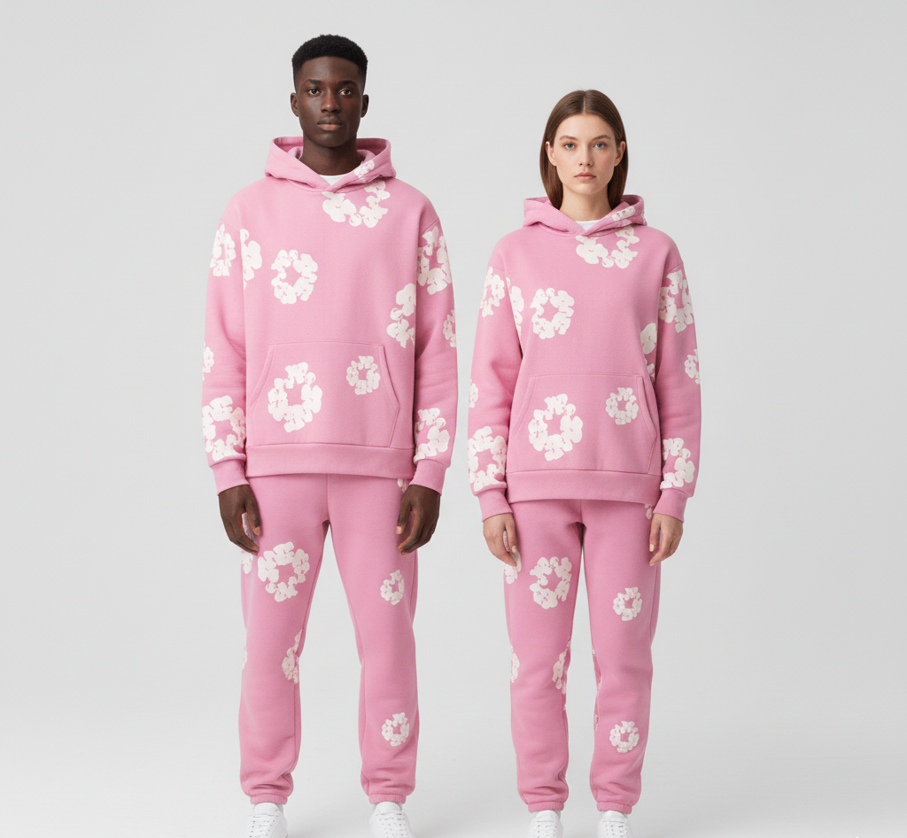 Printed cotton unisex tracksuit set for women | Valerios -5