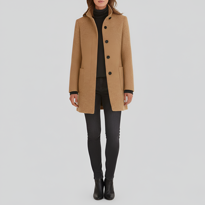 Elegant wool blend tailored coat for women | Valerios -6