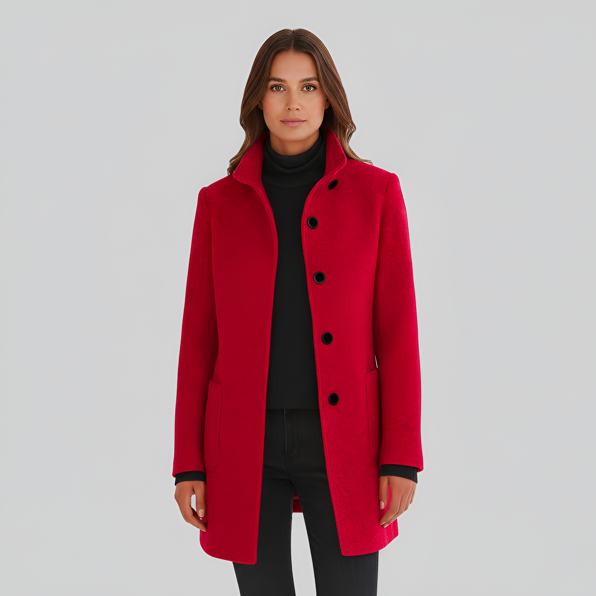 Elegant wool blend tailored coat for women | Valerios -7