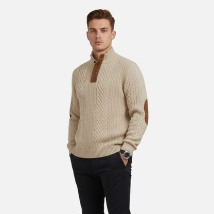 Zephyrine | Men's Textured Knit Button Collar Pullover