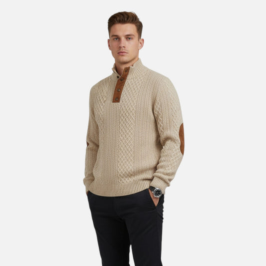 Zephyrine | Men's Textured Knit Button Collar Pullover