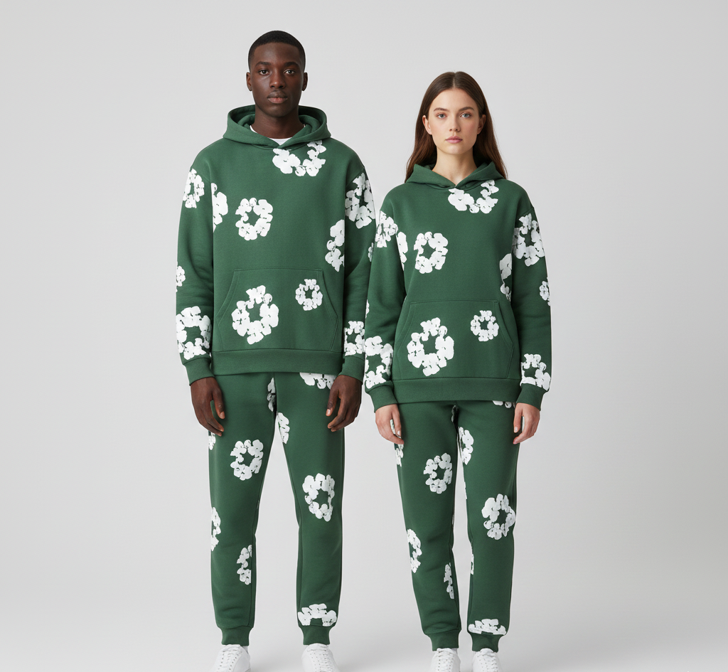 Printed cotton unisex tracksuit set for women | Valerios -6