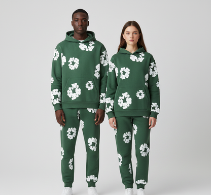 Printed cotton unisex tracksuit set for women | Valerios -6