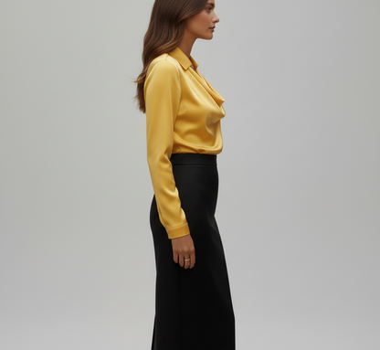 Elegant satin soft-collar blouse for women | Valerios -2