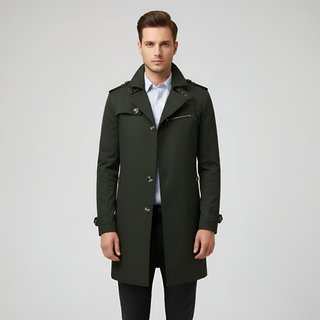 Elegant belted button-through trench coat for men | Valerios -5