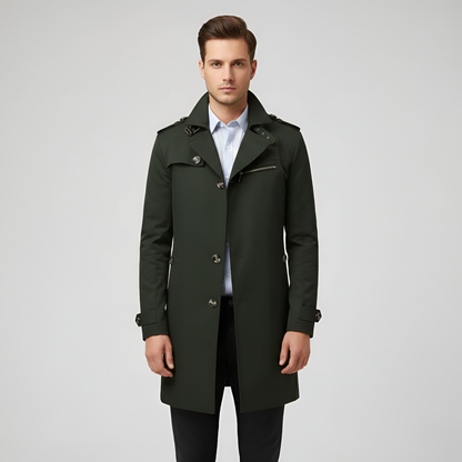 Elegant belted button-through trench coat for men | Valerios -5