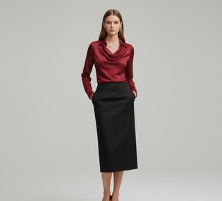 Elegant satin soft-collar blouse for women | Valerios -8